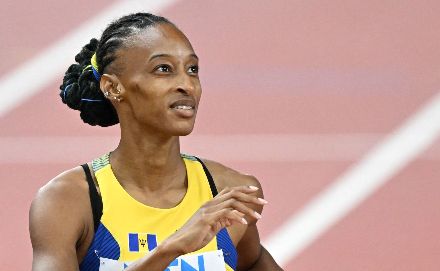 Sada Williams of Barbados finished third in Heat 4 of the women’s 400 metres to advance to the next round. (Image obtained at guardian.co.tt)