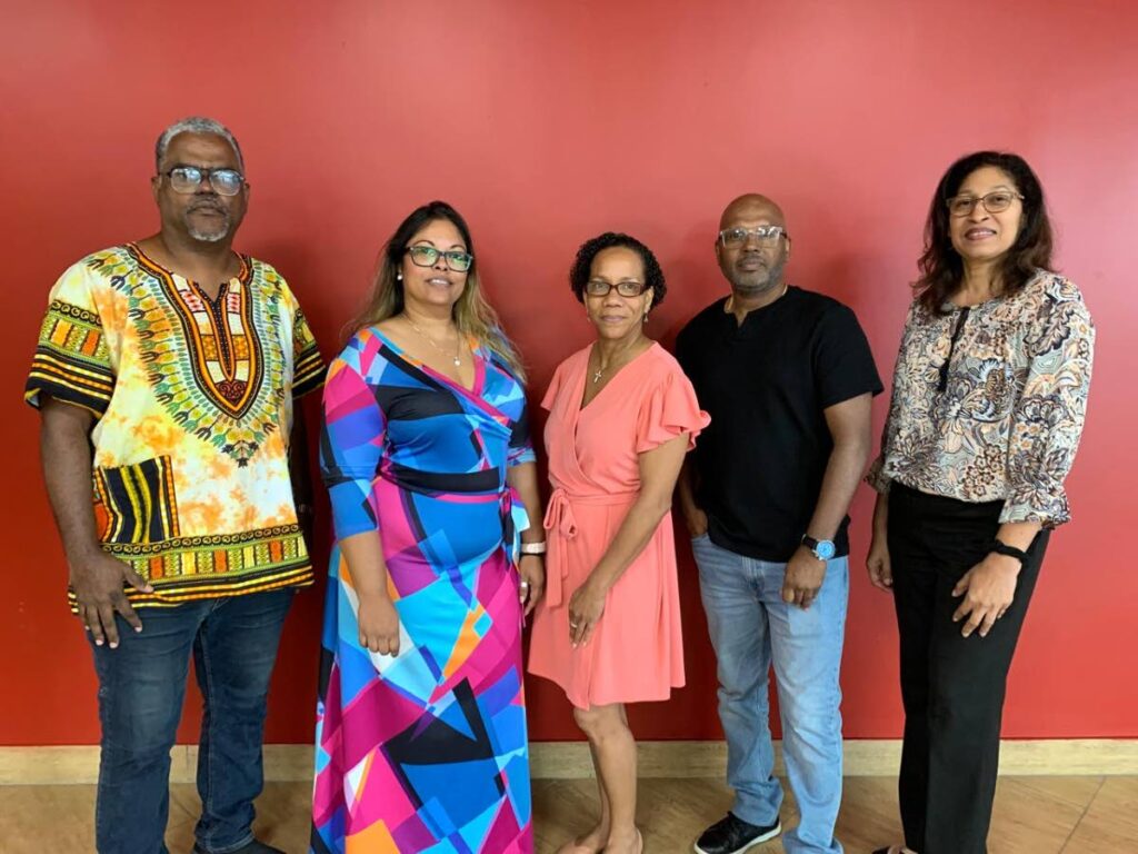 Newly-elected table tennis president Sharon Bravo-Phillip, centre, with fellow executives, from left, Kevin Lewis (vice-president), Jassodra Sampath (general secretary), Anthony Brown (second vice-president) and Michelle Solomon (third vice-president). - (Image obtained at newsday.co.tt)