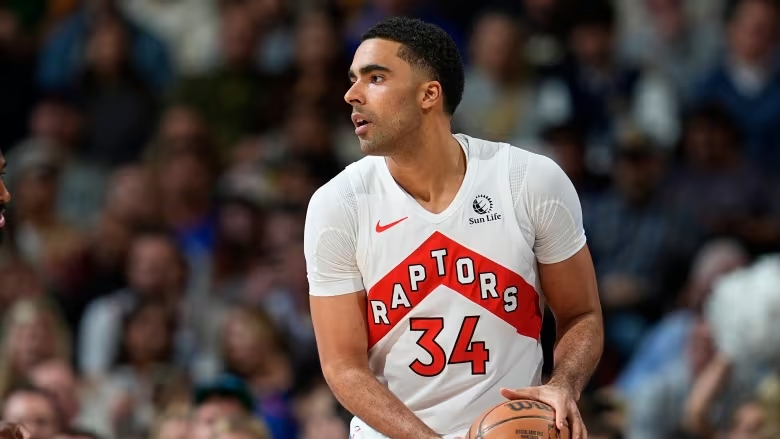 Toronto Raptors centre Jontay Porter was banned from the NBA on Wednesday after the league found him guilty of betting on games. (David Zalubowski/The Associated Press) (Image obtained at cbc.ca)